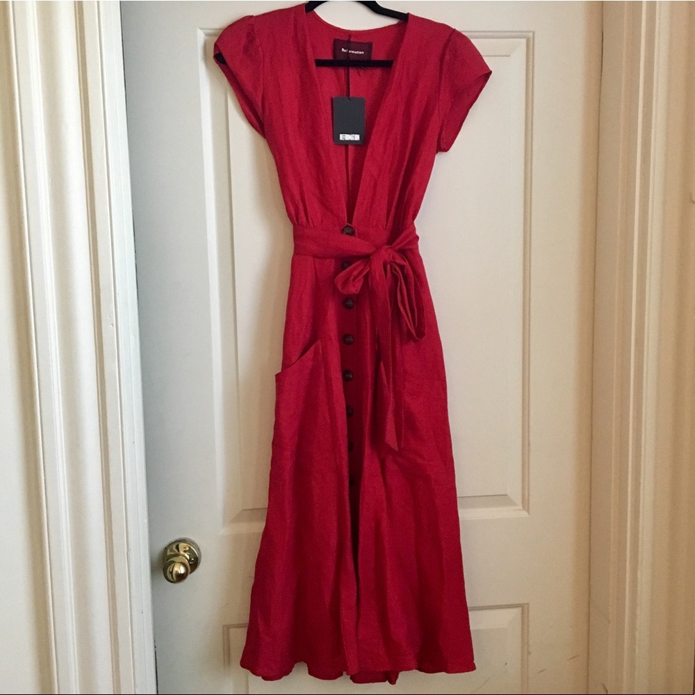 π NWT REFORMATION "Bayu" Dress in Cherry π - Picture 4 of 8